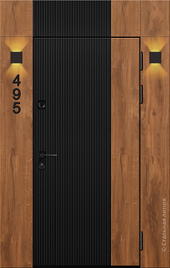 Входная дверь Современная модель с фонарями (вид снаружи) - купить в Нижнем Новгороде
