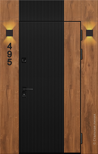 Входная дверь Современная модель с фонарями (вид снаружи) - купить в Нижнем Новгороде