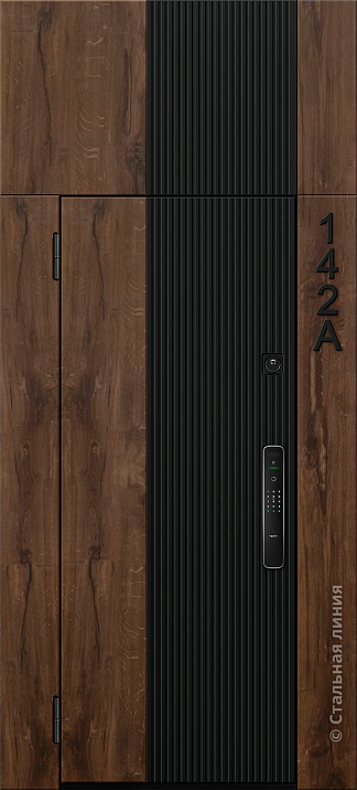 Входная дверь Стильная модель с фальшь-фрамугой (вид снаружи) - купить в Нижнем Новгороде