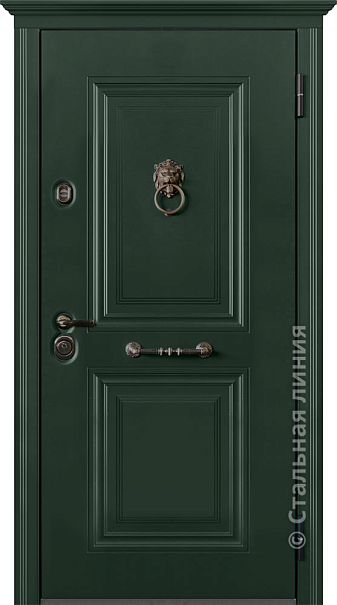 Входная дверь Классическая модель со скобой и стучалом (вид снаружи) - купить в Нижнем Новгороде